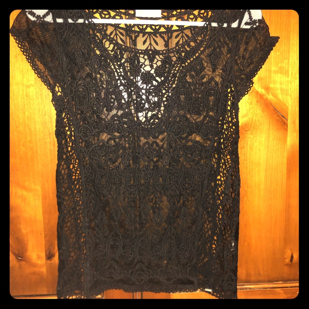 Size XS black lace tshirt from GARAGE